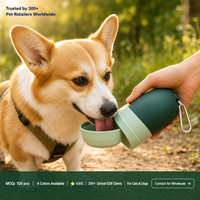 Bouteille d'eau portable pour chien de 200/400 ml avec mousqueton, gobelet de voyage anti-fuite pour animaux de compagnie pour la marche et la randonnée en plein air