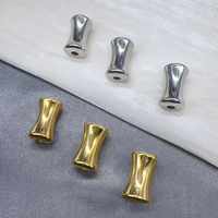 Manik-manik Bentuk Bambu Sintetis Berlapis Emas 14k Kelas AAAA untuk Aksesoris Perhiasan Buatan Tangan, Gelang Tulang Pinggang Kecil, Kalung