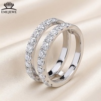 Bague empilable en argent S925 EMEJEWE avec moissanite taille princesse, pour un style quotidien, idéale pour les rendez-vous et les soirées, ornement de main.