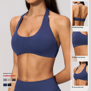 Reggiseno Sportivo Imbottito Personalizzato per Donna, Morbido e Confortevole, con Collo all'Americana, Top per Fitness e Allenamento in Tinta Unita - Product Image 2