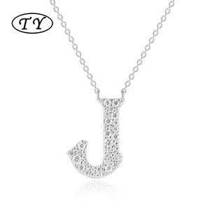 TY Bijoux nom A-Z zircon cubique argent sterling 925 personnalisé homme chian lettres pendentif collier mode bijoux colliers