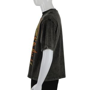 Oem Ras du Cou Haute Qualité 300 Gsm Coton Vintage Blanc Surdimensionné t-shirt Streetwear Hip Hop 240 Grammes t-shirt - Product Image 3