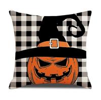 Halloween Scaredy Chats Citrouilles Squelettes Coussin Couvre Taie D'oreiller Carré Housses De Coussin pour Canapé Lit Canapé