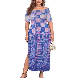 Bền vững Polynesian Tribal Thiết Kế Dài Dress Sexy Close-Fitting Cao Slit Vai Ngọt Ngào Tự Nhiên Có Sẵn Kích Thước Lớn 1 Moq - Product Image 6