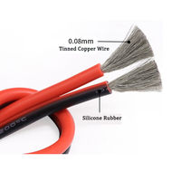 Fil de silicone extra souple 10AWG à 24AWG, fil double parallèle rouge et noir en cuivre