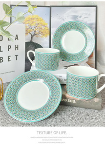 Best Selling Nordic Luxury Green Restaurant <b>Set</b> Ceramic <b>Cup</b> & Saucer with Gift Box - Product Image 2