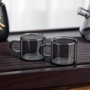 Taza de té de vidrio resistente al calor, taza individual con asa, color sólido, para té de la tarde, regalo para adultos - Product Image 1