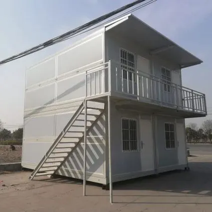 Prijs Goedkope Voorzieningen Gebouw Tijdelijke Woning Opvouwbare Winkel Geprefabriceerde Duplex Container Huis Met Balkon