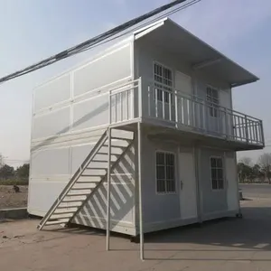 Harga Murah Gedung Nyaman tempat tinggal sementara lipat toko prefabrikasi rumah kontainer dupleks dengan Balkon