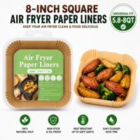 Papiers de cuisson carrés pour friteuse à air de 8 pouces, 150 pièces, jetables, en papier sulfurisé de qualité alimentaire 38 g/m², antiadhésifs pour friteuses de 5,8 à 8 QT, vente en gros