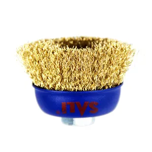 Copper Coated High Tensile Carbon Steel Crimped Wire Cup Brush for Surface Grinding Polishing