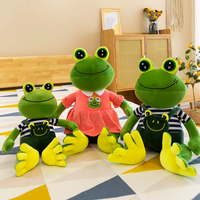Boneka Maskot Katak Amfibi Kartun Bordir Super Lembut Khusus untuk Menghilangkan Stres