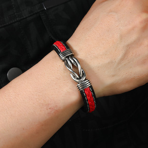 Fashion Irregular Graphic <b>Accessories</b> Men's Simple Leather <b>Braided</b> Bracelet Combination for Birthday Commemorative Gifts - Product Image 4
