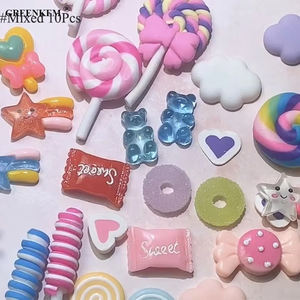 10 piezas/bolsa de adornos de resina kawaii para decoración de uñas, dijes navideños de dulces, flores y frutas, dijes 3D para uñas - Product Image 3
