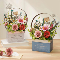 Robotime Rowood Miniature Jouets TW03H Panier De Fleurs En Bois Décoration De La Maison Fleur Modèle DIY 3D Puzzles Bois Artisanat