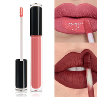Gloss à lèvres liquide nude personnalisé avec logo, imperméable, invisible, longue tenue, brillant, végan, 7 couleurs, fini mat, marque privée