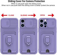 Casing HP Pink dengan Ring Magnet dan Stand untuk iPhone, Cover Pelindung Silikon dengan Tempat Kartu