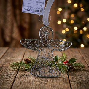 Sonnet Decor Metal <b>Wire</b> Angel Ornament Vertical Pattern Art Deco Design Christmas Holiday Decoration <b>for</b> Home Wall Hanging - Product Image 1