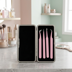 ASAP Sustainable Eyelash Tweezers for Lashes Extension Custom Logo Eyelash Tweezers Rose Gold Baby <b>pink</b> Bend Nose Tweezers - Product Image 2