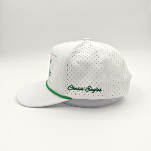 Casquettes de golf personnalisées imperméables en tissu Dobby Dot avec broderie à la main, 5 panneaux, ajustables, à fermeture snapback pour adultes - Product Image 4