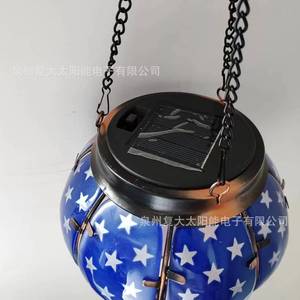 Solar Hot Air Balloon Lantern American Flag Design LED Outdoor <b>Decorative</b> Light Hanging Garden Decoration - Product Image 4
