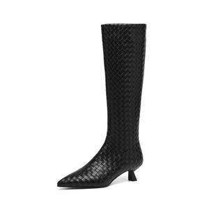 <span class=keywords><strong>Botas</strong></span> Largas Sexys con Punta en Pico para <span class=keywords><strong>Mujer</strong></span>, Moda Otoño Invierno 2025, Tejidas, para Fiesta, Vestido, Tacones Medios Finos, <span class=keywords><strong>Botas</strong></span> Altas hasta la Rodilla, Tallas Grandes 47 - Product Image 5