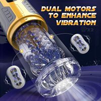Freihändiger Elektrischer Stroker Sexmaschine Penispumpe Duale Vibration Stoßend Rotierend Automatischer Masturbator für Männer