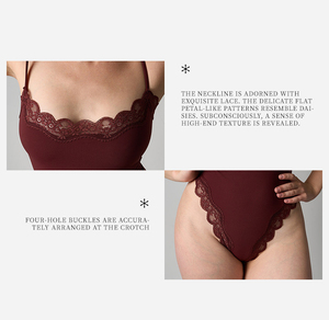 Body string sexy pour femme avec bordure en dentelle, bretelles réglables, sensation seconde peau, entrejambe à boutons-pression, coupe haute, sans couture, pour superposition quotidienne - Product Image 5