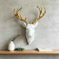 Sculptures de Têtes de Cerfs en Résine Faite à la Main en Gros, Décorations de Fêtes Extérieures, Ornements de Noël, Décorations Murales