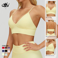 Soutien-gorge de sport pour femme OV de haute qualité, à double bretelles, sans coutures, col en V, dos carré, séchage rapide
