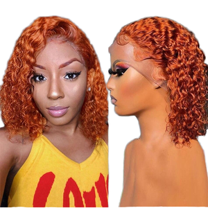 Fournisseur en gros de perruques en cheveux vietnamiens naturels, perruque longue à double trame 13x4 en cheveux humains, vague profonde, orange bouclé, sans colle, perruque en dentelle HD - Product Image 1
