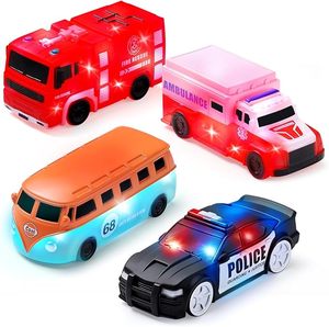 Jouets de bain lumineux pour voiture, lot de 4 jouets lumineux activés par l'eau, véhicules aquatiques flottants sans trou pour tout-petits et bébés, jouets de bain pour des heures sans fin - Product Image 1