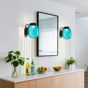 Lámpara de pared de cristal colorida de estilo nórdico, moderna y creativa, de hierro, con LED E27, para decoración artística de esquina de la sala de estar. - Product Image 4