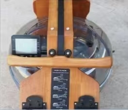 Family Fitness Rubber Wood Water Resistance <b>Rower</b> Machine Natural Wood Texture Indoor Cardio Exercise Equipment - Product Image 4
