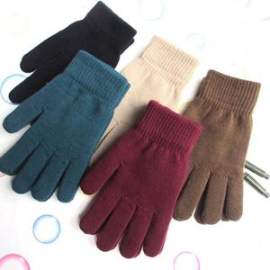 1 paire de gants d'hiver chauds en tricot pour hommes et femmes, mitaines élastiques en laine solide, épaisses et chaudes, pour le cyclisme en plein air et la conduite - Product Image 4