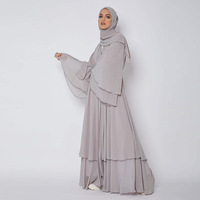 Abaya musulmane d'été respirante, abaya ouverte en tissu chiffon, double couche, robe abaya modeste unie