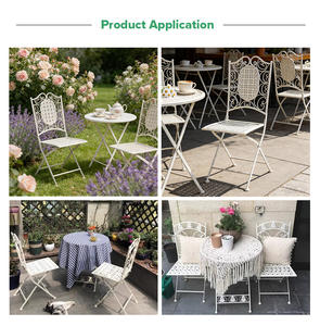 Chaise pliante de bistrot de <span class=keywords><strong>Barcelone</strong></span> blanche antique pour mariage en plein air dans le jardin - Product Image 6