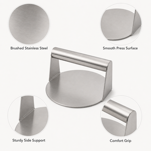 Paslanmaz Çelik Hamburger Presi Patty Manuel <span class=keywords><strong>Burger</strong></span> Presi Kaymaz Saplı Çevre Dostu Bulaşık Makinesinde Yıkanabilir Et Presi Aracı Ev - Product Image 2