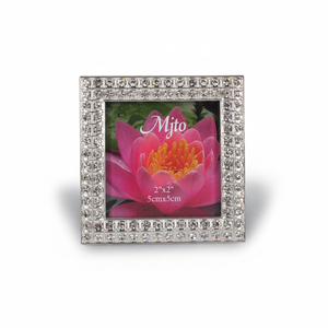 Cornice Portafoto in Cristallo Mjto 2x2 Pollici, Cornice Decorativa con Strass Argento per Esposizione su Scrivania e Casa - Product Image 2