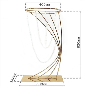 Alta qualità oro metallo fiore Stand geometrico mezza luna di cristallo zoccoli eleganti centrotavola per decorazioni di nozze - Product Image 4