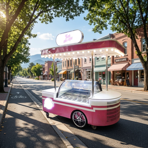 Customized Logo Commercial Snack Fruit <b>Pink</b> Canopy Food Truck Cart Mobile Commercial Street Vending Cart Ice Cream Cart - Product Image 1