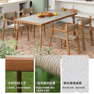 Ensemble table et chaises de jardin d'extérieur, structure en bois, résistant aux intempéries, pour patio, balcon, terrasse - Product Image 4