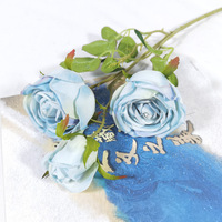 Fleur de Rose artificielle de Style populaire 3 têtes fleurs de Rose de soie pour la maison événements de Noël Graduation décorations d'halloween