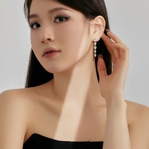 Dylam Exquisite Jewelry S925 Silver Rhodium 18K Gold Plated Women <b>Fine</b> Jewelry Bar Tassel 5A Cubic Zircon <b>Stud</b> <b>Earrings</b> - Product Image 2