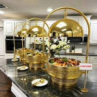 Plat de service de luxe pour buffet, chauffe-plat professionnel en acier inoxydable doré de 8 L, alimenté au gaz, pour mariage et traiteur