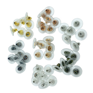 Bouchons d'oreille ronds transparents en silicone pour la fabrication de boucles d'oreilles, or, argent, or rose, bronze canon, noir, bronze antique, blanc KKC - Product Image 4