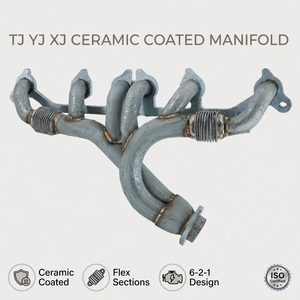 Performance Ceramic Coated Exhaust Manifold 6-2-1 Mandrel Bent Flex Sections for 91-00 Jeep Wrangler Cherokee 4.0L TJ YJ XJ - Product Image 1