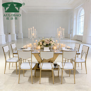 Ensemble de table à manger luxueuse avec pieds en acier inoxydable, compatibilité supérieure et polyvalente, 8 places - Product Image 5