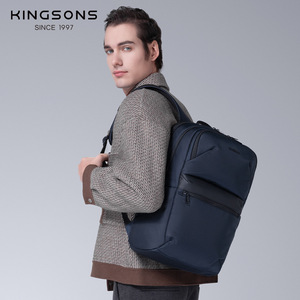 Kingsons Business Backpack 20-35L Water Resistant Laptop <b>Bag</b> For Men Travel Commute Solid Color Black Blue - Product Image 4