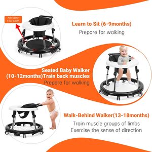 Marche-bébé pliable avec <span class=keywords><strong>9</strong></span> hauteurs réglables, marche-bébé avec roues portable, marche-bébé pour bébé garçon fille - Product Image 5